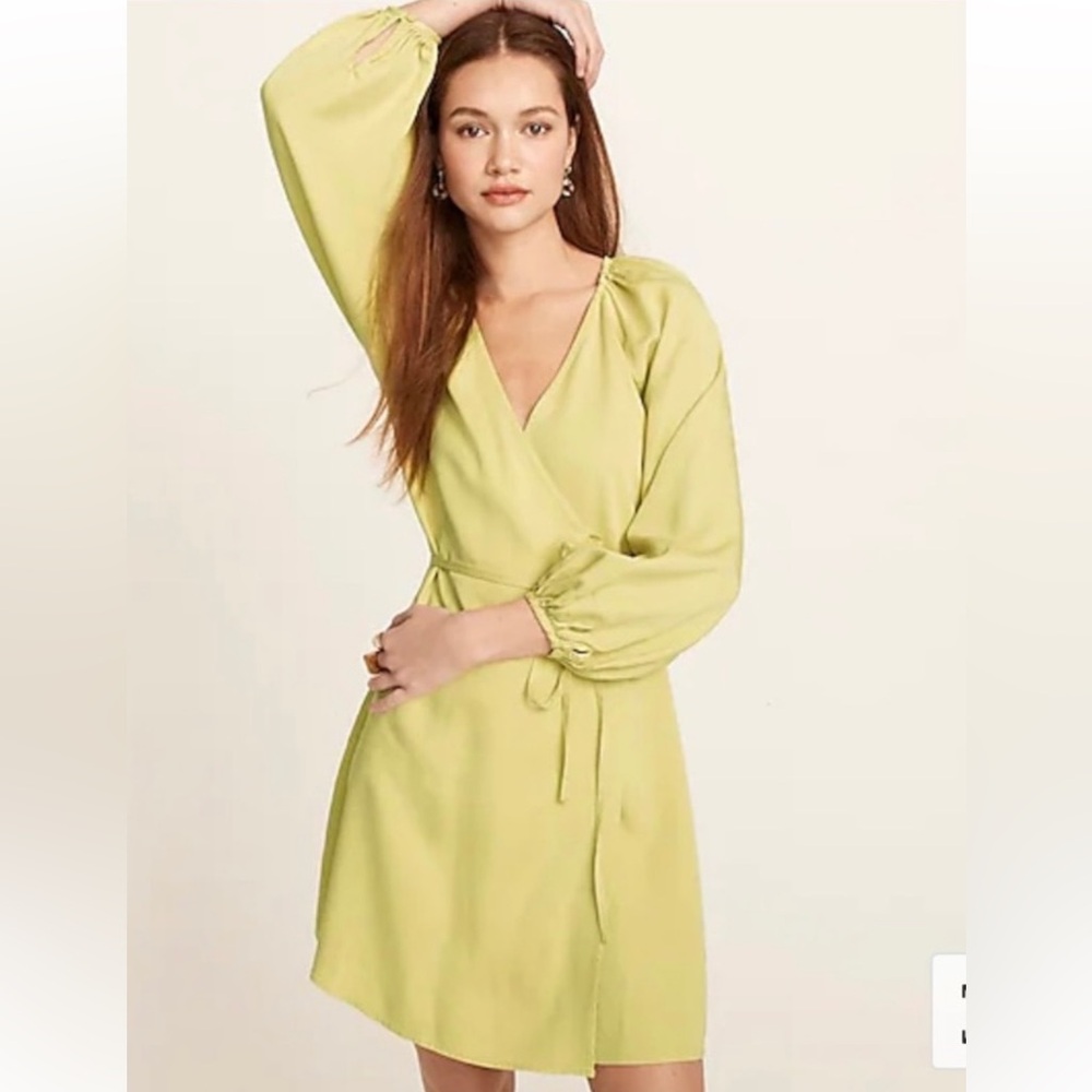 J.Crew Sheath Wrap Dress in Yellow/Green